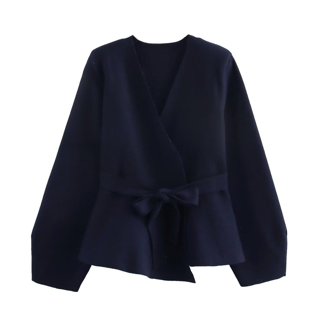 Wrap jacket for ladies with an elegant waist and a chic arc pattern
