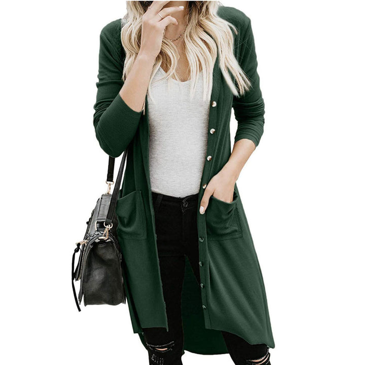 Ladies Long Cardigan Sweater with Buttons and Pockets Lune London