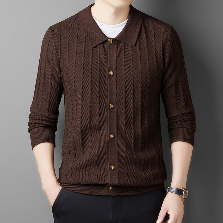 Men's knitted jacket with structured pattern and elegant buttons Lune London