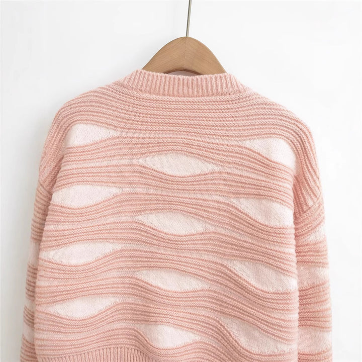 Knit jacket for women with a textured pattern and high-quality wooden buttons Lune London