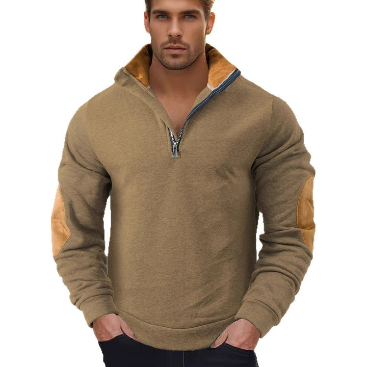 Men's sweatshirt with modern high collar and leather patches Lune London