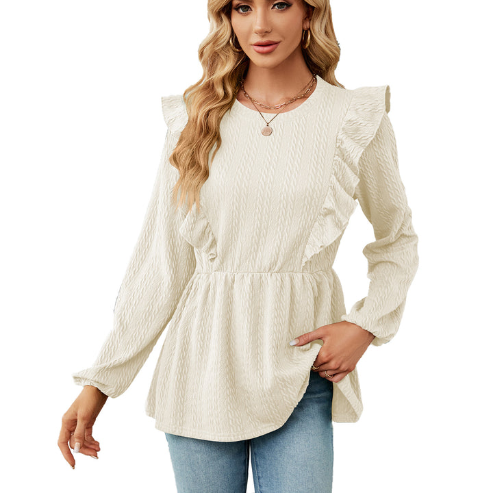 Trendy blouse for women with ruffled details and elastic waist Lune London