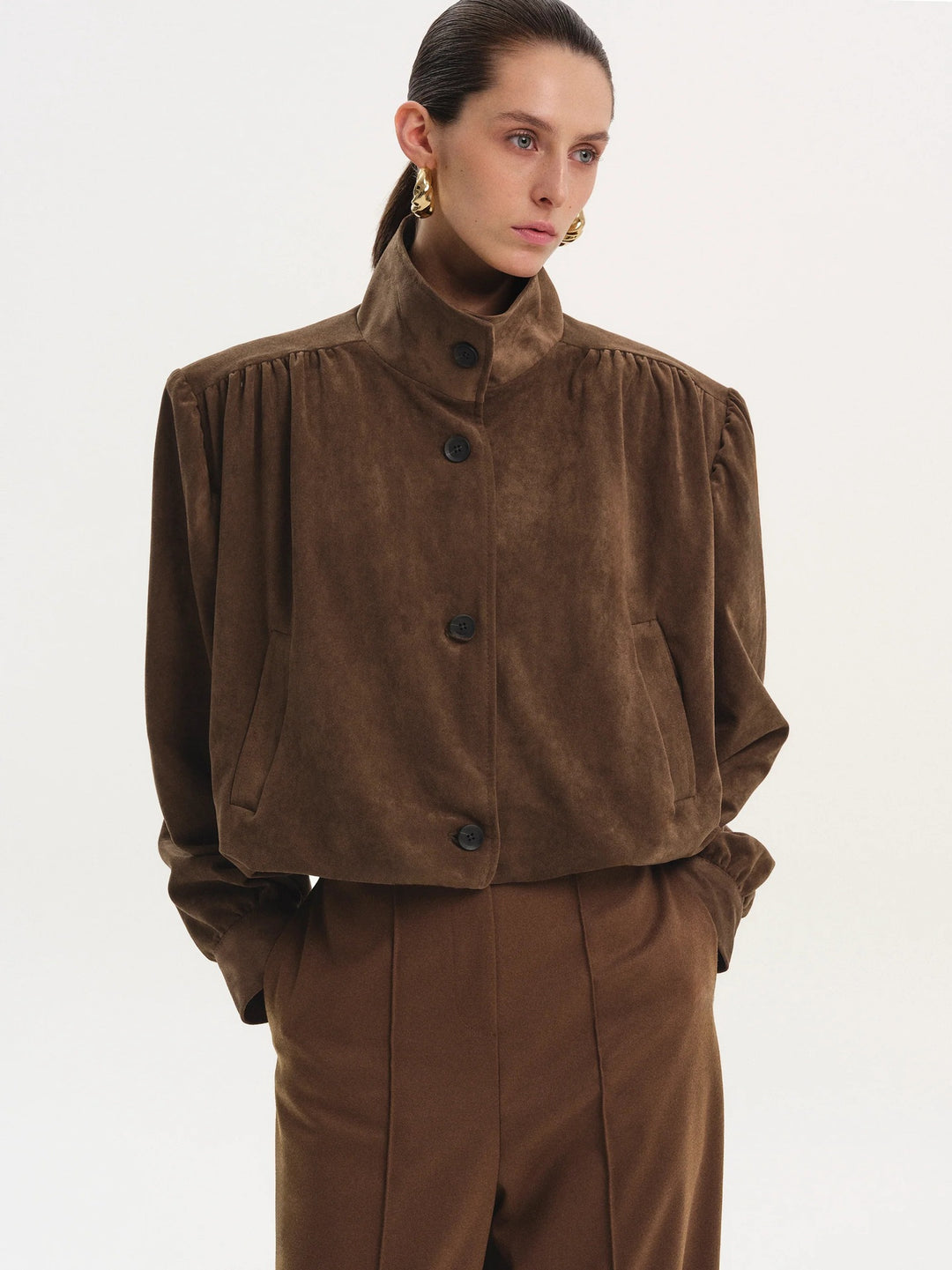Oversized blouse for women with a chic pleated design and elegant button details Lune London