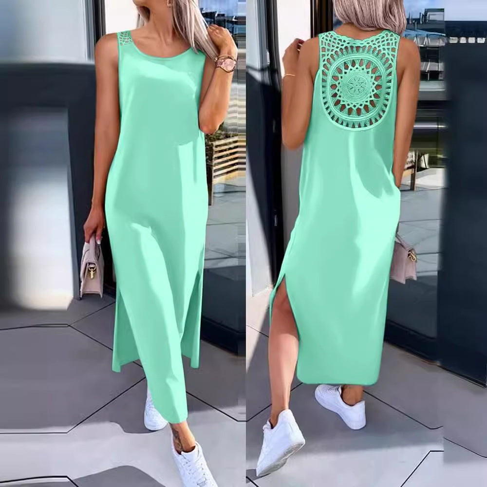 Elegant lace back maxi dress Lune London