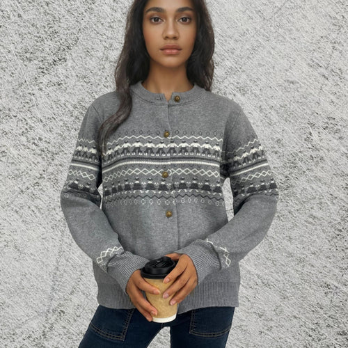 Women cardigan with festive pattern and button closure Lune London