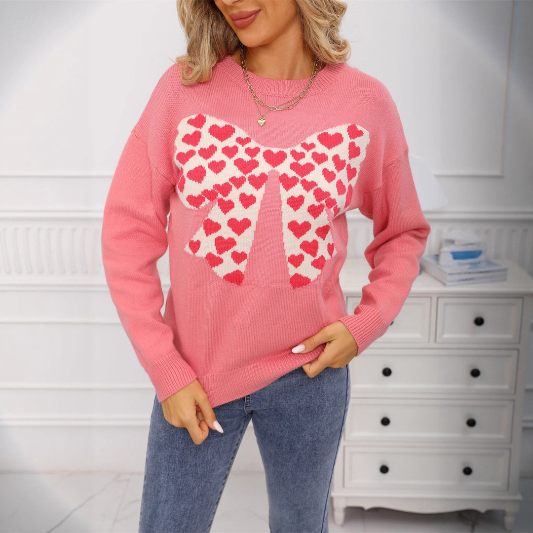 Knitted sweater for women with playful heart pattern Lune London