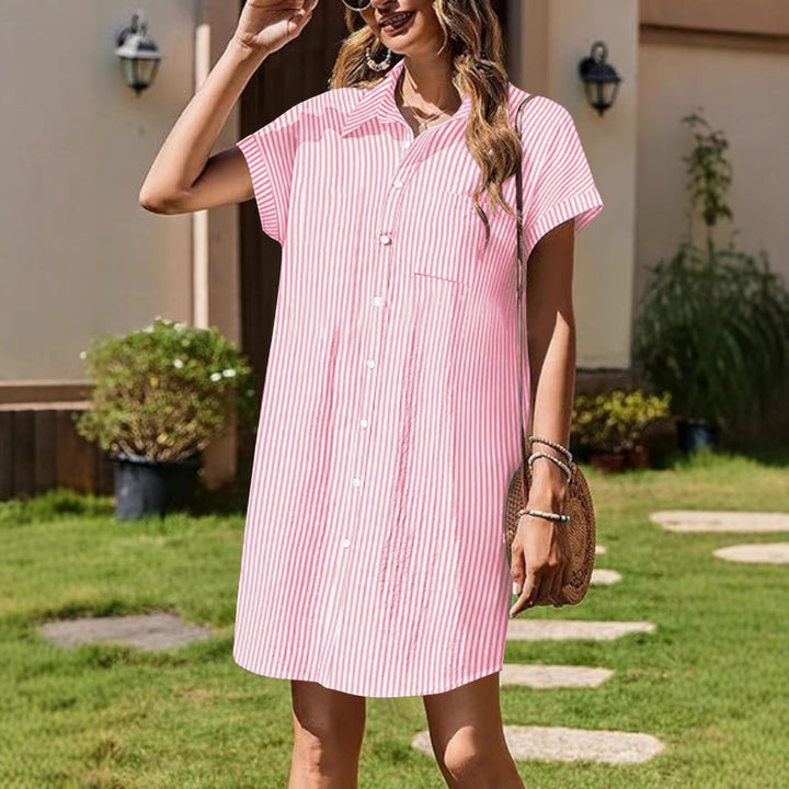 Shirt dress women with fine stripes and practical pockets Lune London