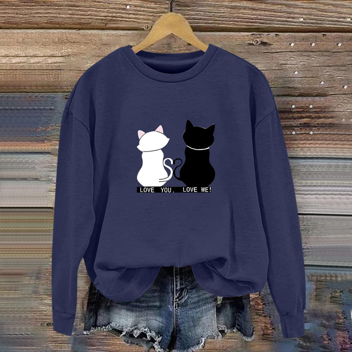 Sweat-shirt pour femmes avec design de chat ludique et impression humoristique Chic & Stil
