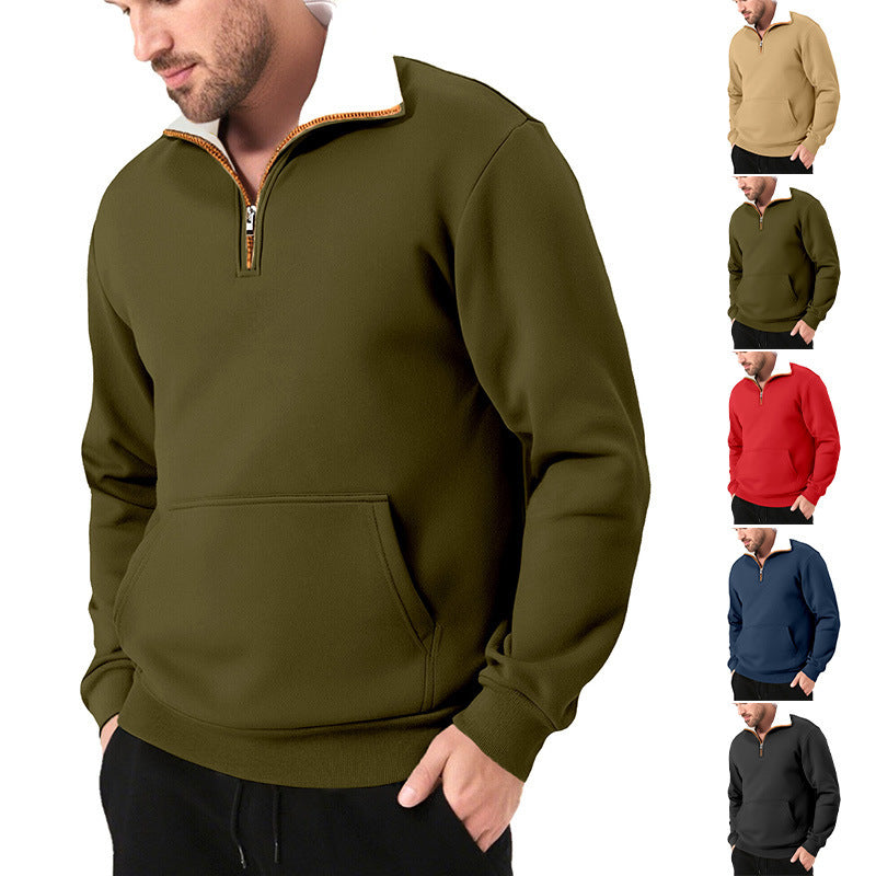 Men's sporty sweatshirt with an innovative collar and a practical kangaroo pocket Lune London