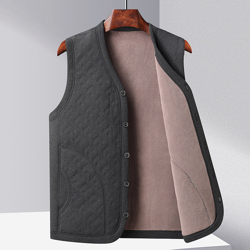 Ladies warm knitted vest with plunging V-neck and practical pockets Lune London