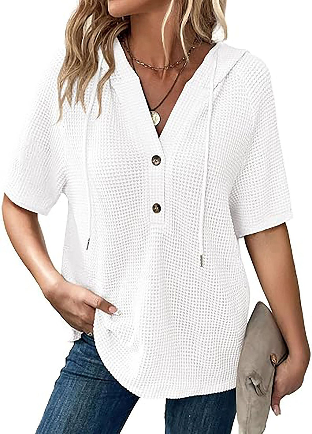 Casual oversized hoodie T-shirt for women with button detail Lune London