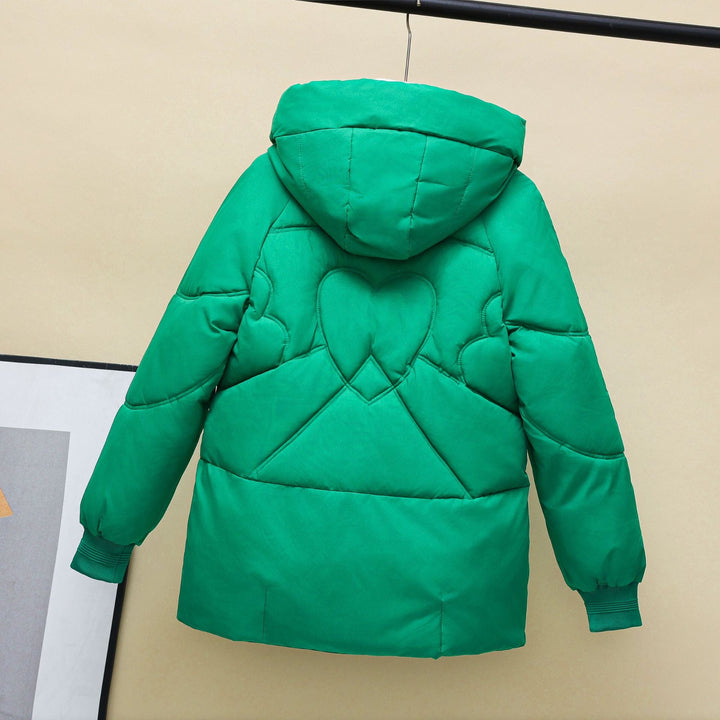 Women's Padded Winter Jacket with Hood and Heart Details Lune London