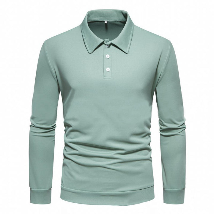 Long sleeve polo shirt for men in breathable fabric with modern button details Lune London