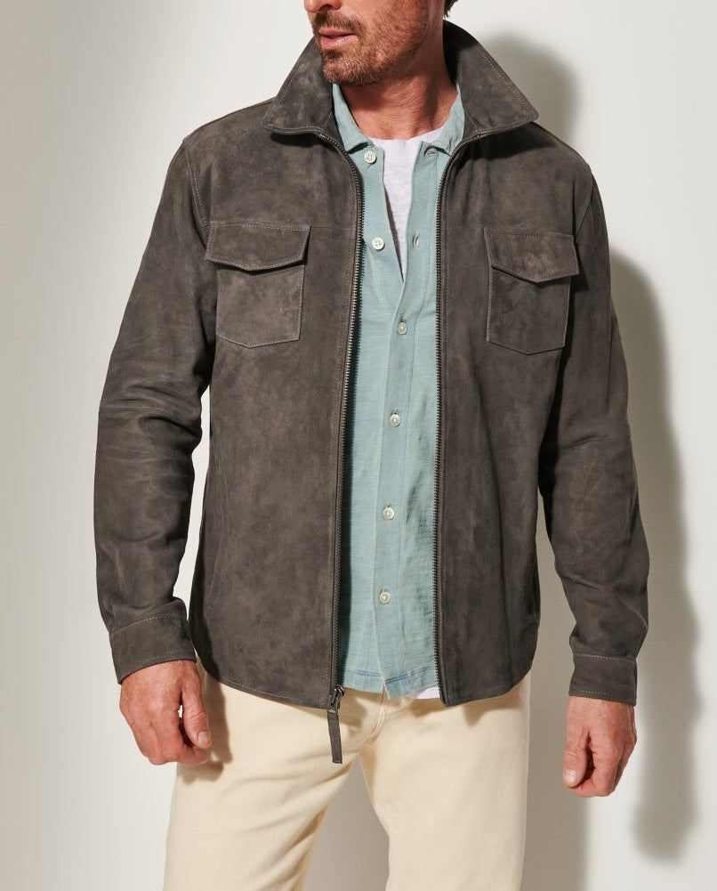 Elegant suede jacket for men with practical chest pockets Lune London