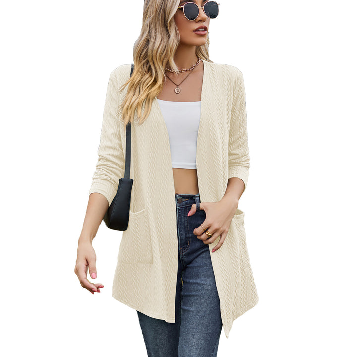 Knitted jacket for women with open front and integrated pockets Lune London