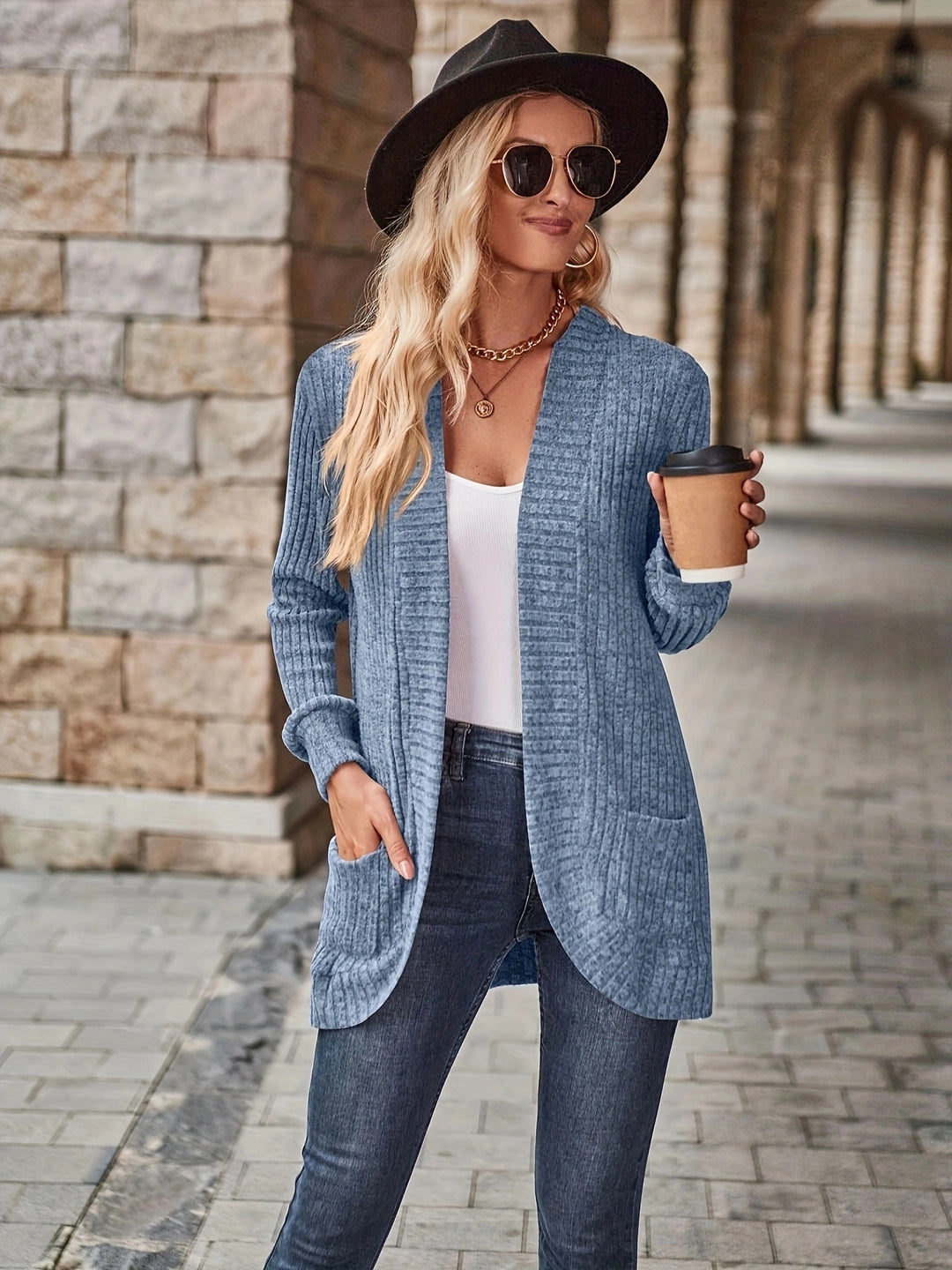 Knitted jacket for women with long sleeves and textured design Lune London