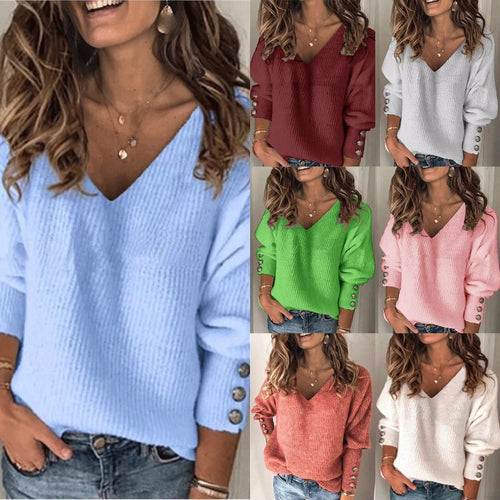 Women's knitted sweater with a loose fit and unique button details Lune London