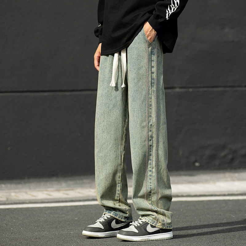 Loose-fit denim pants for men with contrast stitching Lune London