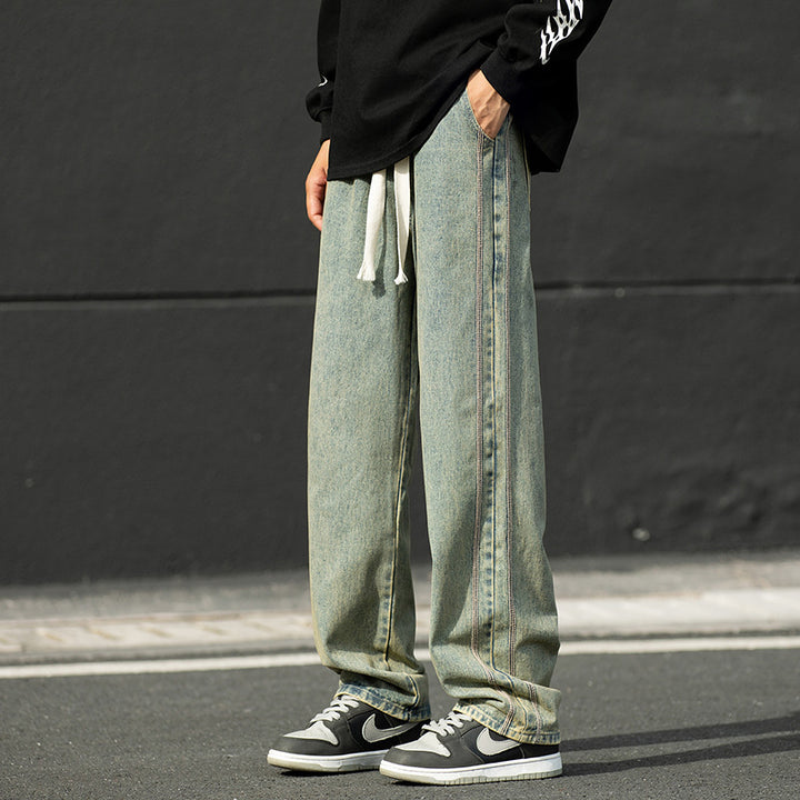 Loose-fit denim pants for men with contrast stitching Lune London