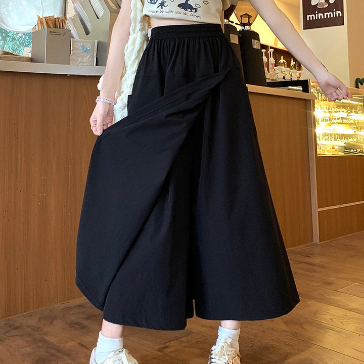 Women's Wide Cut Summer Skirt with High Waist and Practical Pockets Chic & Stil
