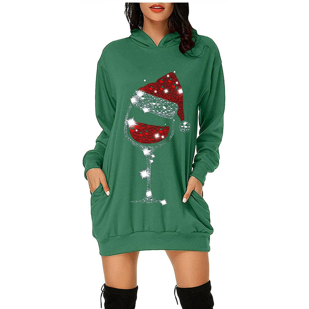 Hooded dress for women with practical pockets and trendy inscription Lune London