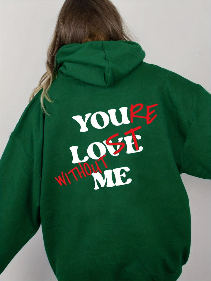 Women Oversized Hoodie with Inspirational Print Lune London
