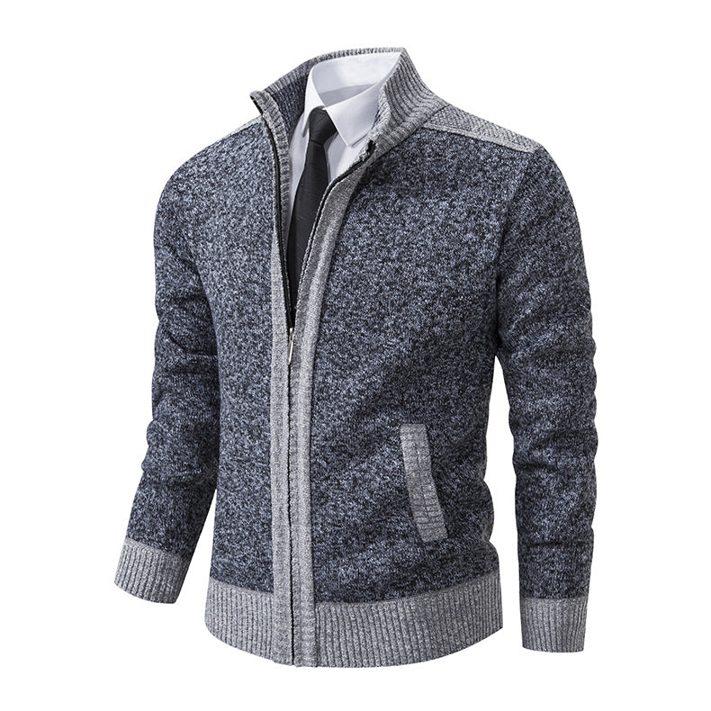 Elegant knitted jacket for men with high collar and zipper Lune London