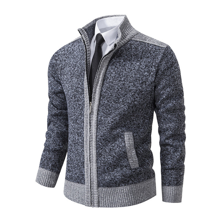 Elegant knitted jacket for men with high collar and zipper Lune London