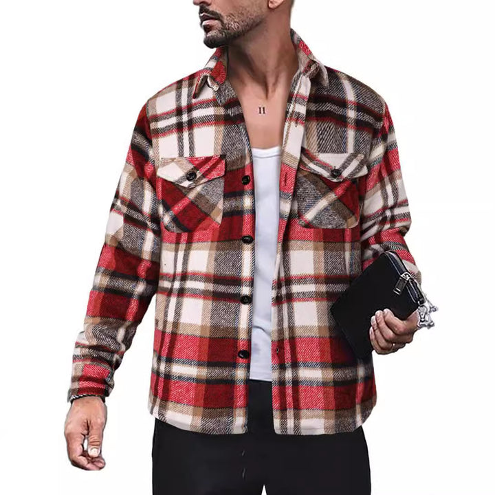 Men's flannel shirt with checkered pattern and functional pockets Lune London