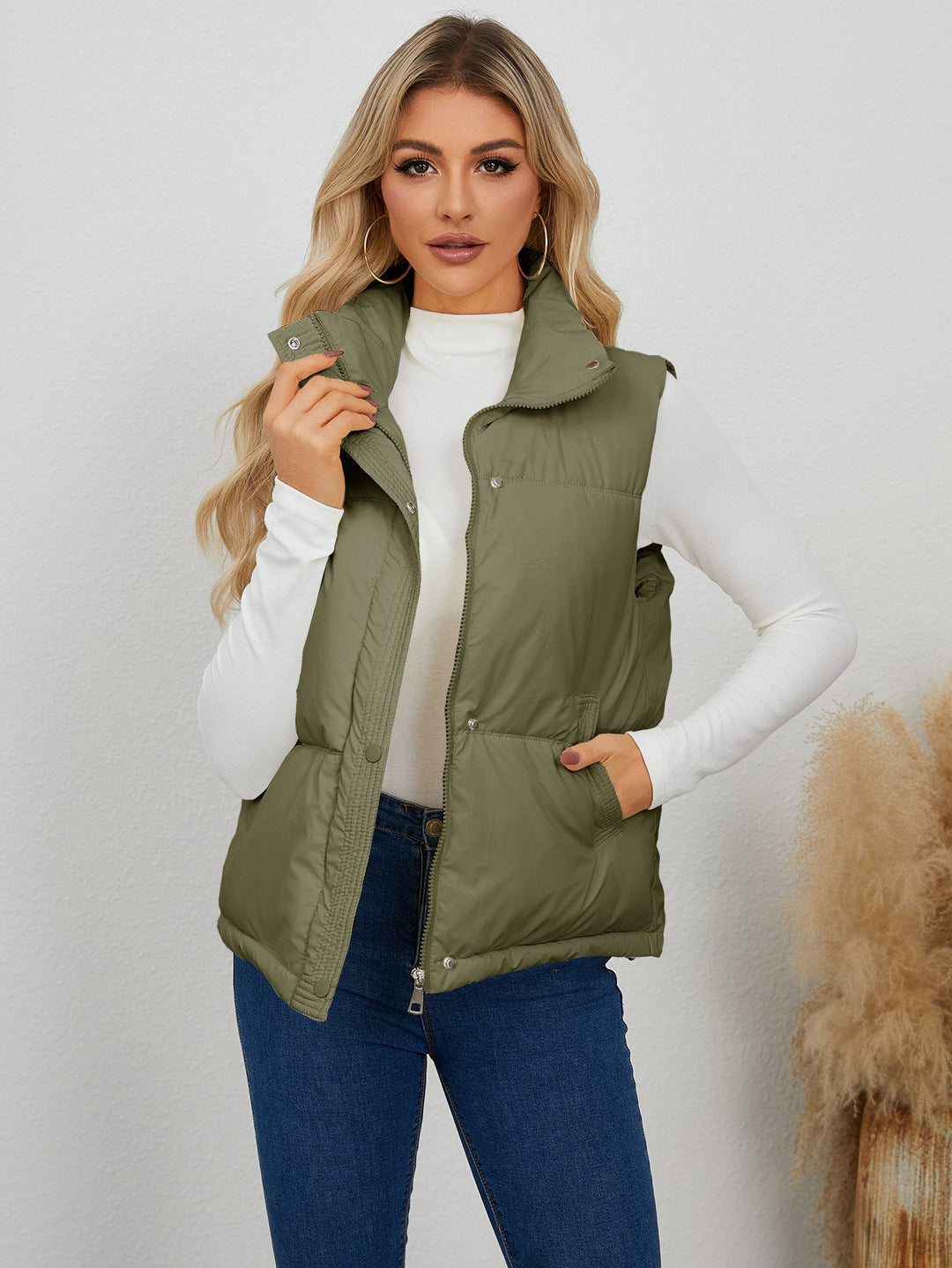 Damen Weste mit Hohem Kragen und Praktischen Taschen Lune London