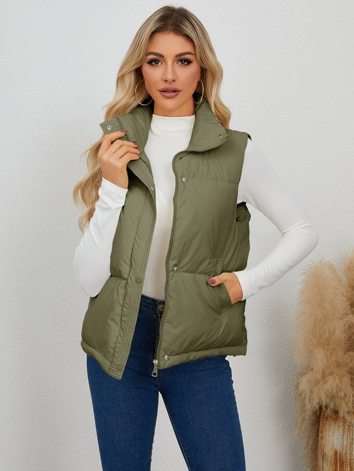 Damen Weste mit Hohem Kragen und Praktischen Taschen Lune London