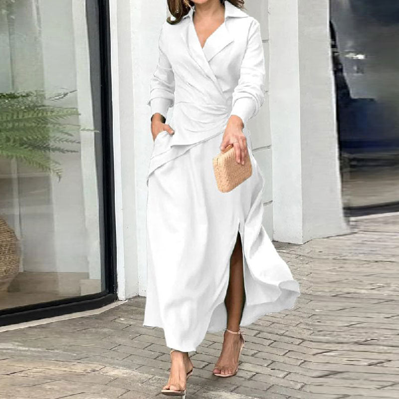 Robe élégante à enrouler pour femmes avec coupe cintrée et manches longues Chic & Stil