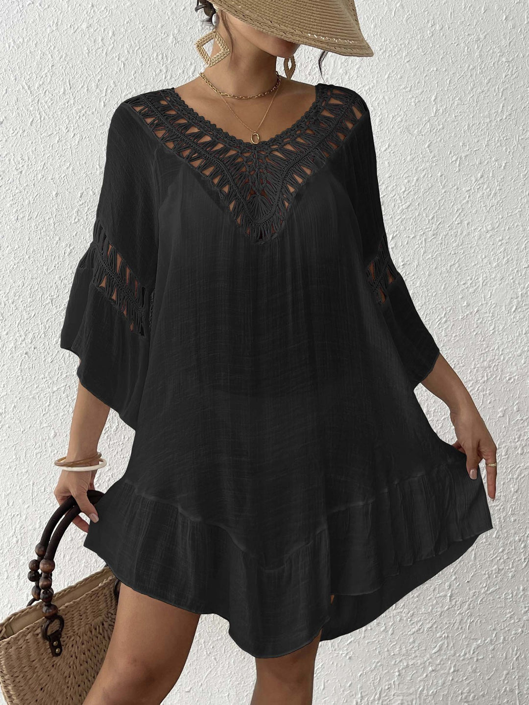 Women's tunic with crochet details for the beach Lune London