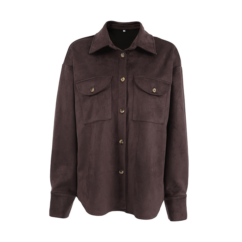 Casual suede leather jacket for women with practical pockets and modern cut Lune London