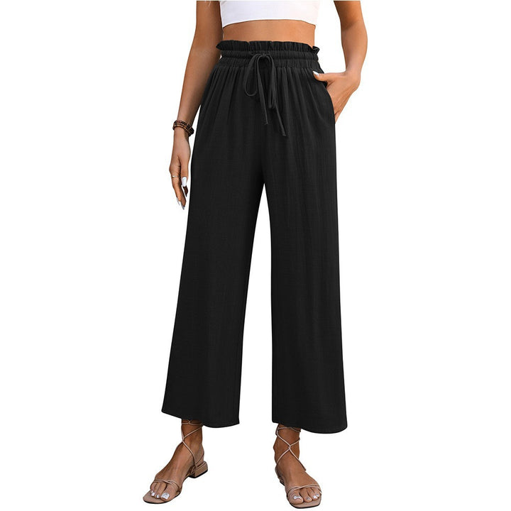 Ladies Comfortable Wide Leg Pants with Elastic Waist and Side Pockets Lune London