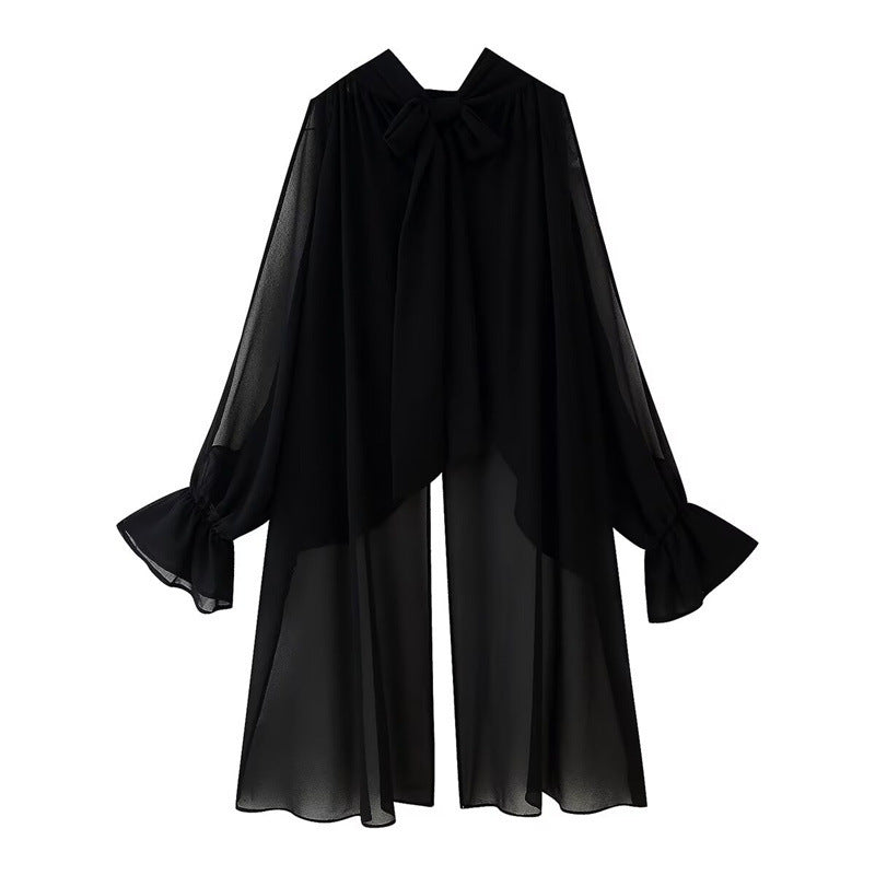 Women's Elegant Chiffon Cape with Voluminous Sleeves Lune London