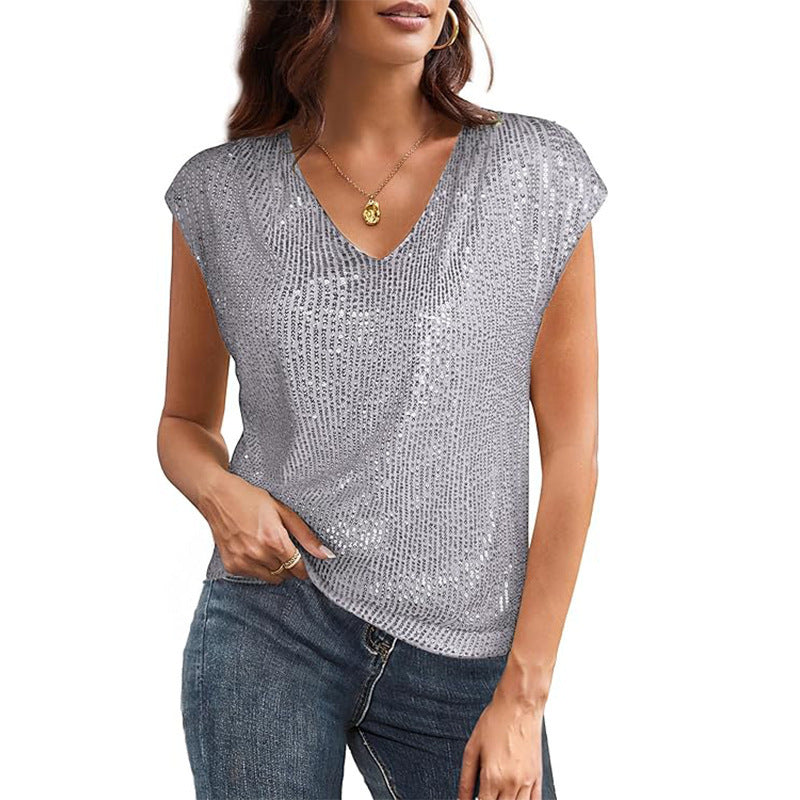 Ladies Glamorous Sequin Top Lune London
