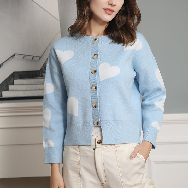 Women's cardigan with heart pattern and button design Lune London