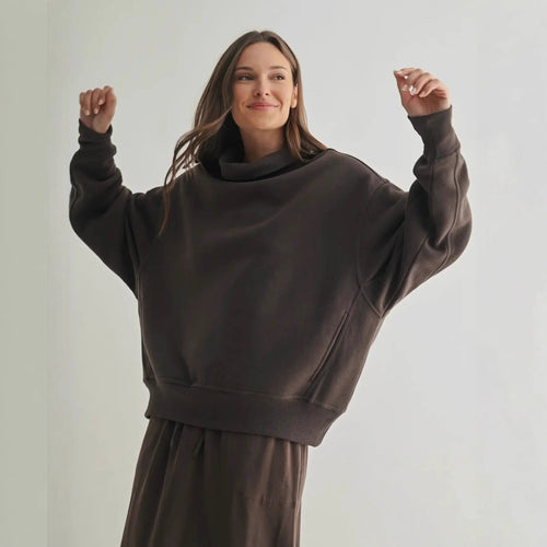 Oversized sweater for women with high collar and casual cut Lune London