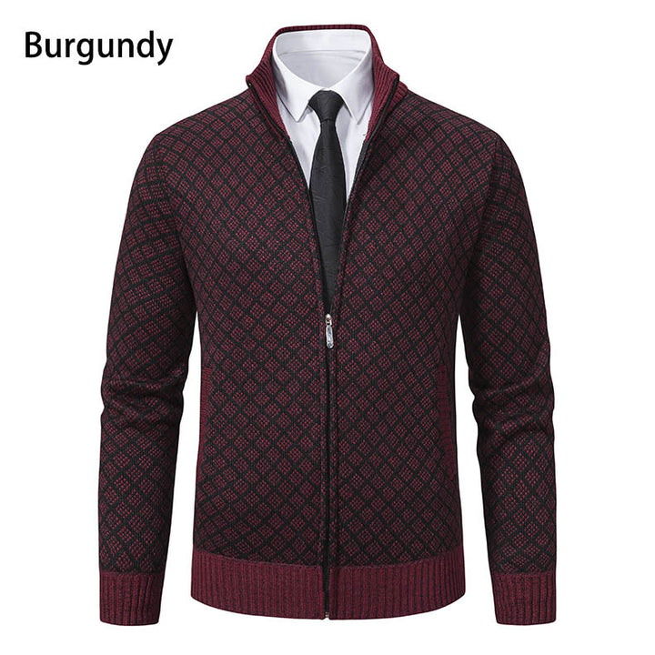 Zip jacket for men with modern diamond pattern Lune London