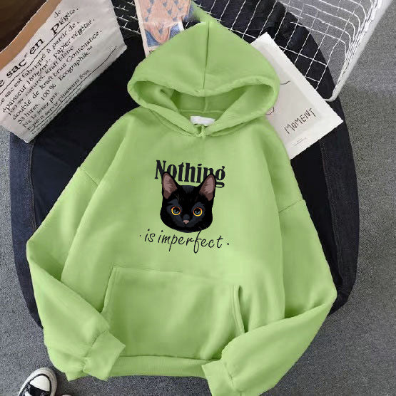 Women's Cozy Hoodie with Artistic Cat Design Chic & Stil