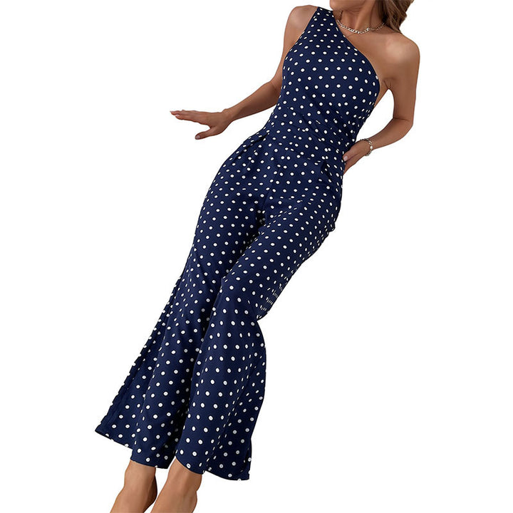 Asymmetrical polka dot maxi dress for women Lune London
