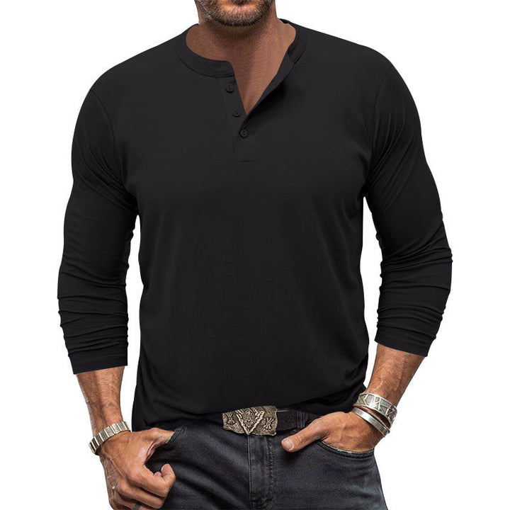 Men's Long Sleeve T-Shirt with Button Placket Lune London