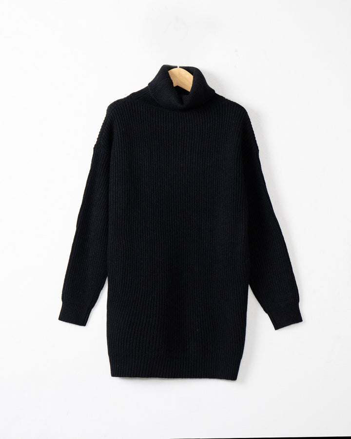 Thick knit dress for women with high collar and loose fit Lune London