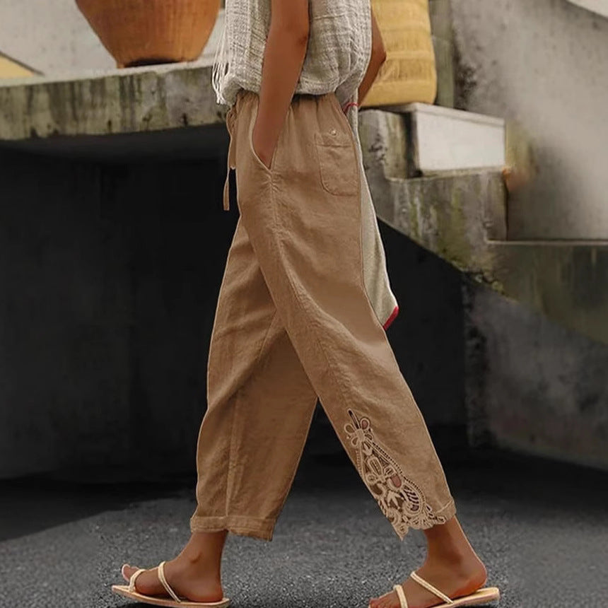 Leisure pants for women with elaborate embroidery Lune London