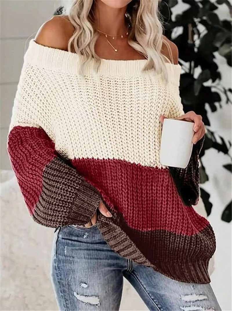 Oversized knit sweater for women with a relaxed fit and open shoulder Lune London