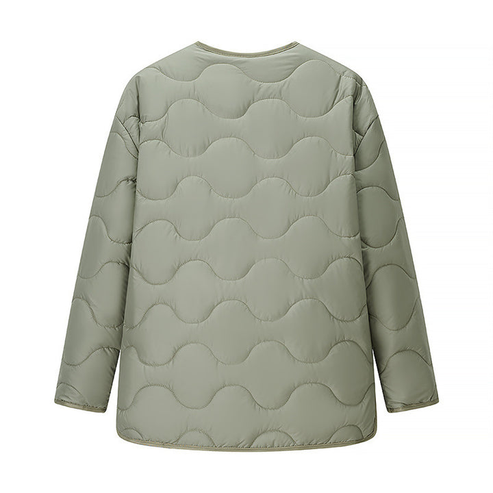 Padded transition jacket for women with large collar Lune London