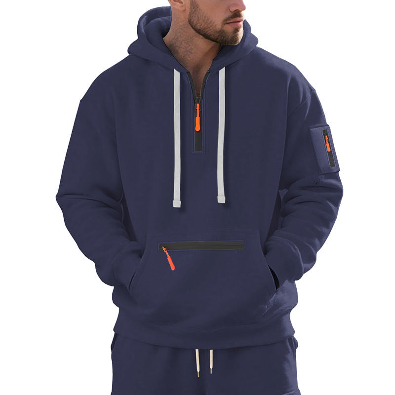 Trendy men's hoodie with innovative zipper elements Lune London