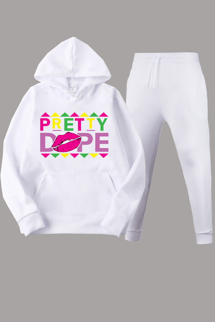 Sweatpants and hoodie set for women with modern graphics and creative print Lune London