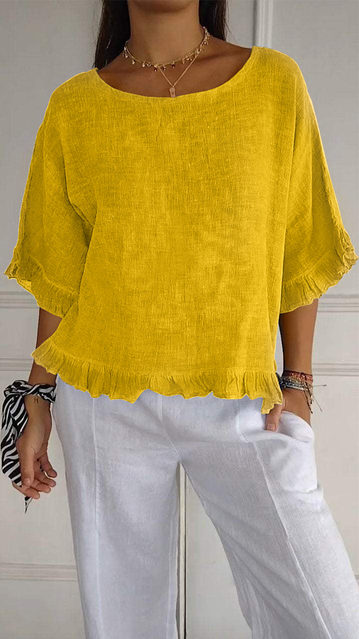 Casual blouse for women with gathered trim Lune London